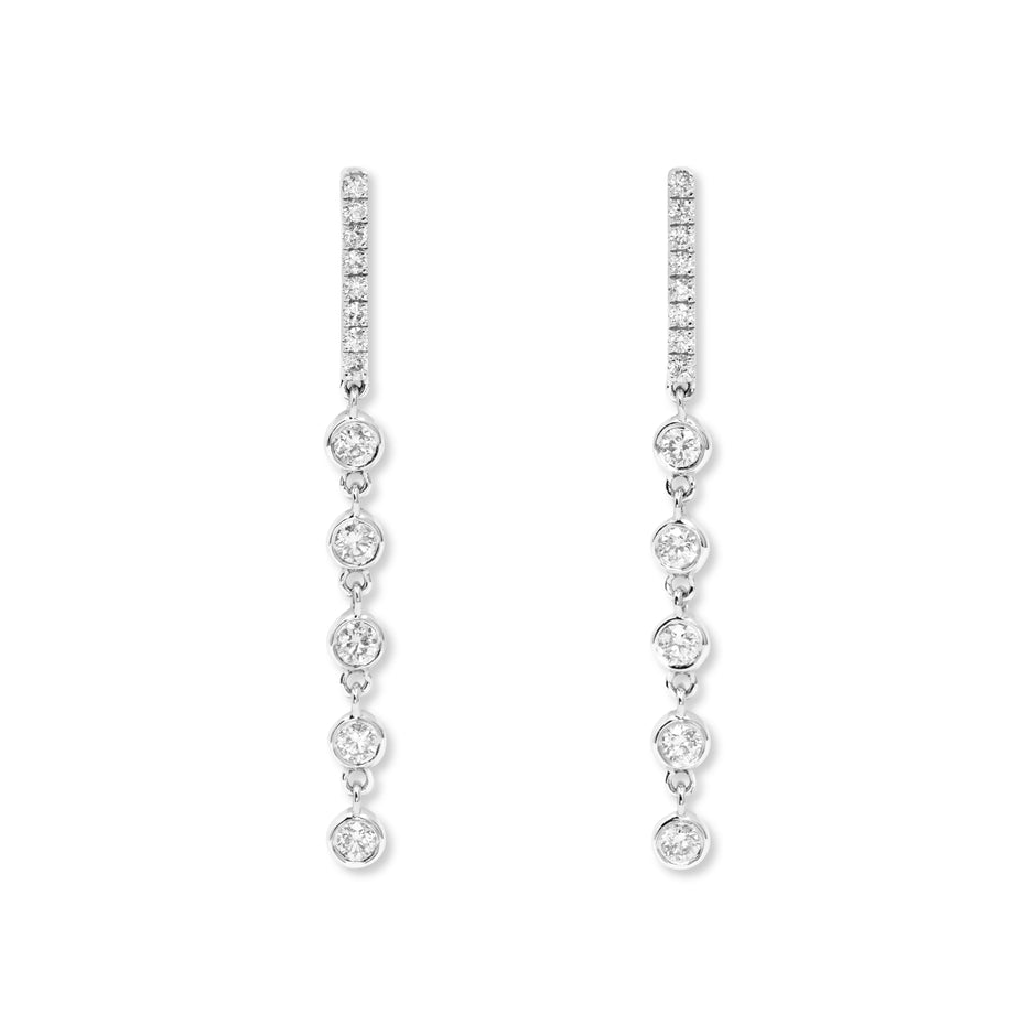 Diamond Strand Drop Earrings in 18ct White Gold