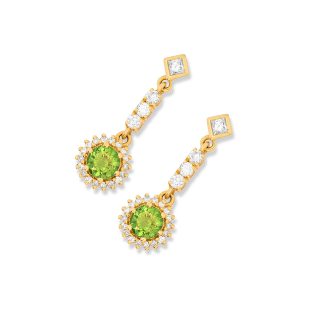 Green Tsavorite & Diamond Drop Earrings, 18ct Yellow Gold