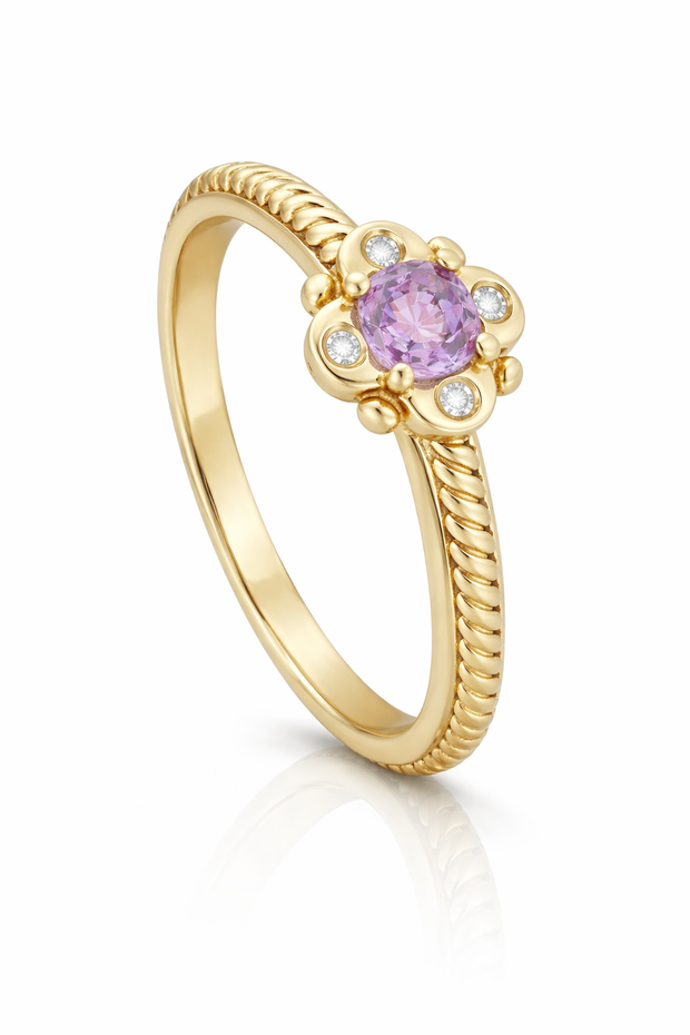 14ct Yellow Gold Pink Sapphire Ring