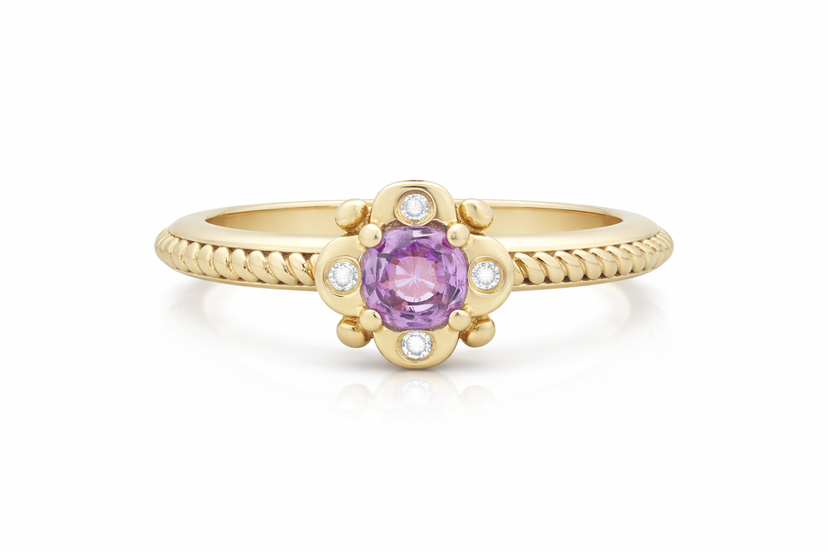 14ct Yellow Gold Pink Sapphire Ring