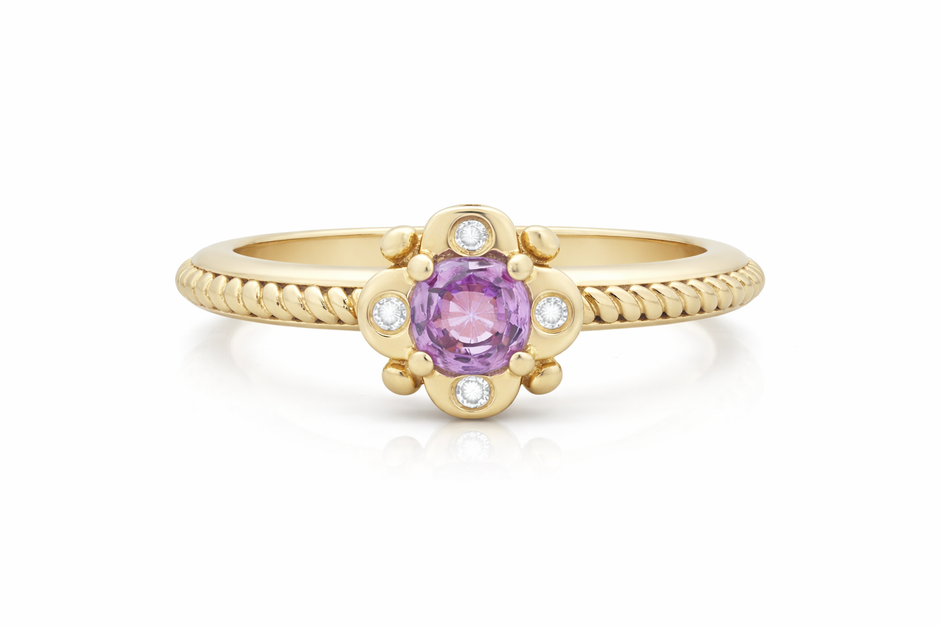 14ct Yellow Gold Pink Sapphire Ring
