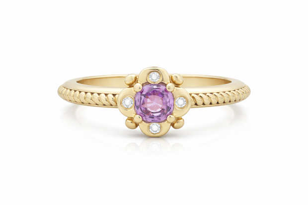 14ct Yellow Gold Pink Sapphire Ring