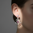 Pink Tourmaline Diamond Drop Earrings, 18ct White Gold