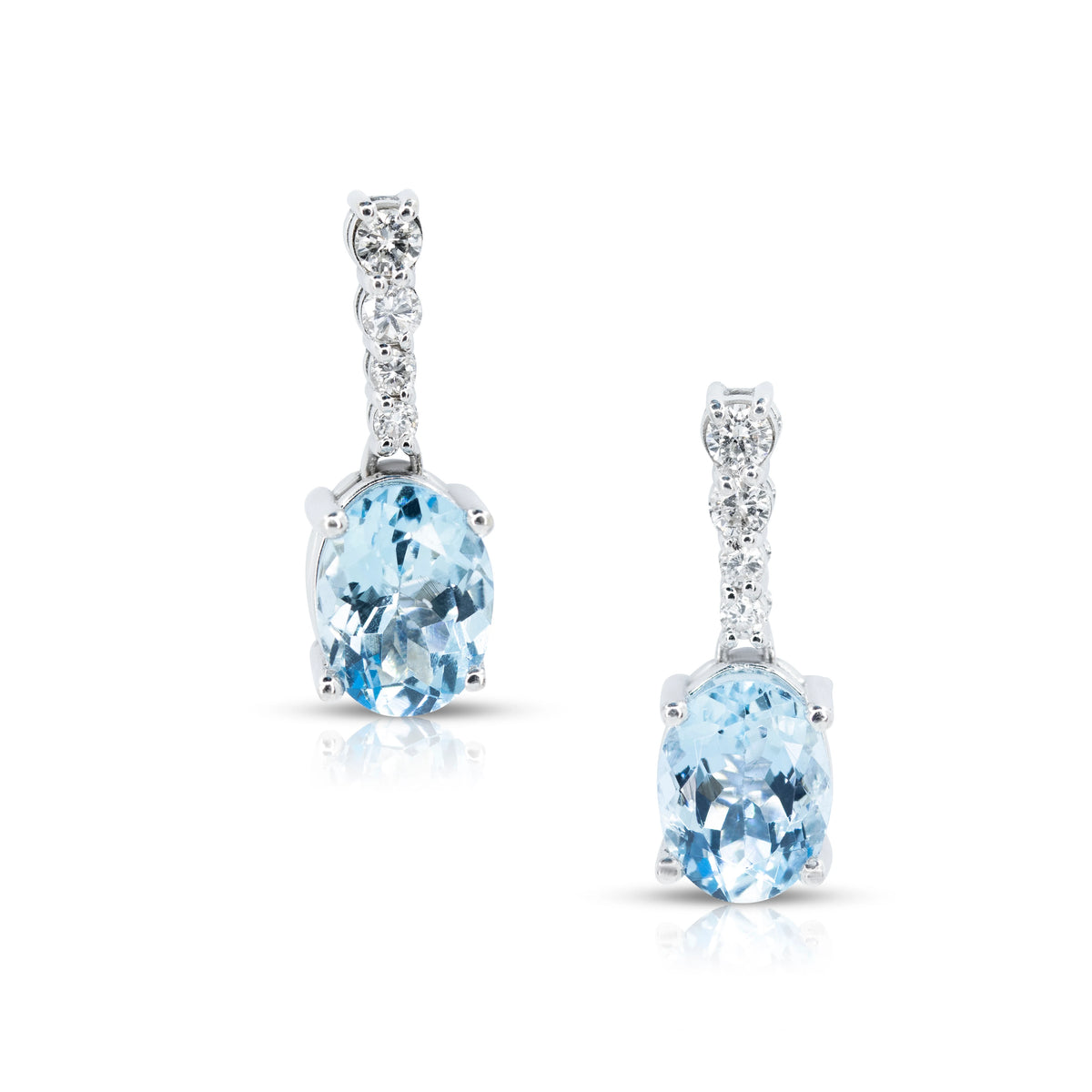 Aquamarine & Diamond Drop Earrings in 18ct White Gold