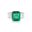 Front view of Emerald Majesty ring in 18ct white gold featuring a natural Colombian emerald framed by natural diamonds.