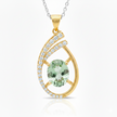 Front view of Golden Enchantment pendant in 18ct yellow gold featuring a 3.00ct oval golden-green tourmaline framed by a teardrop halo of round brilliant-cut diamonds (0.47ct total).
