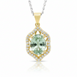 Front view of Olive Twilight pendant in 18ct yellow gold featuring a 3.04ct oval olive-grey tourmaline framed by a diamond-set lattice with 30 round brilliant-cut diamonds (0.24ct total).