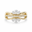 Front view of Rosé Harmony ring in 18ct rose gold featuring a pink diamond band with pear-cut white diamonds above and below.