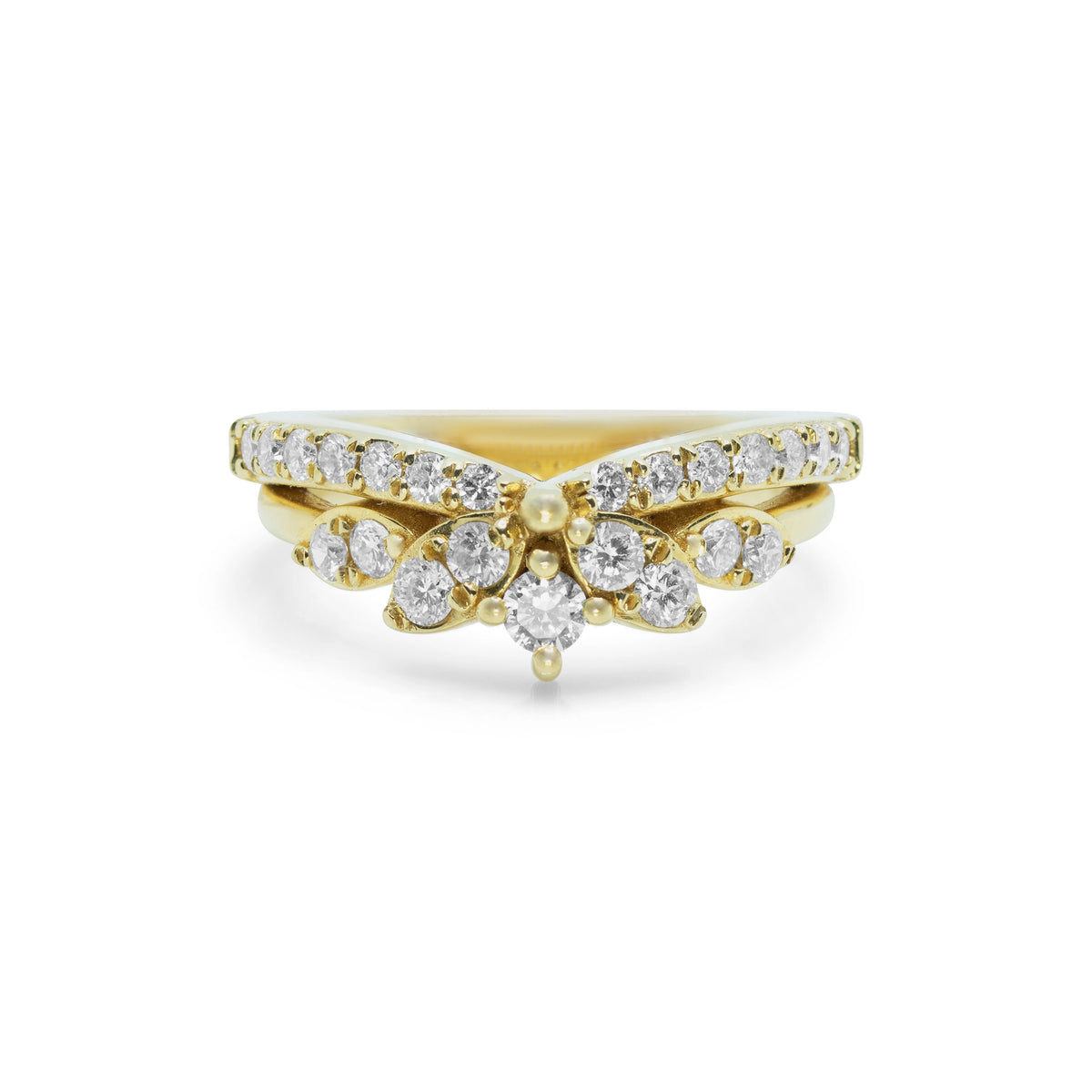 Front view of Sunlit Brilliance ring in 18ct yellow gold set with natural diamonds totalling 0.65ct.