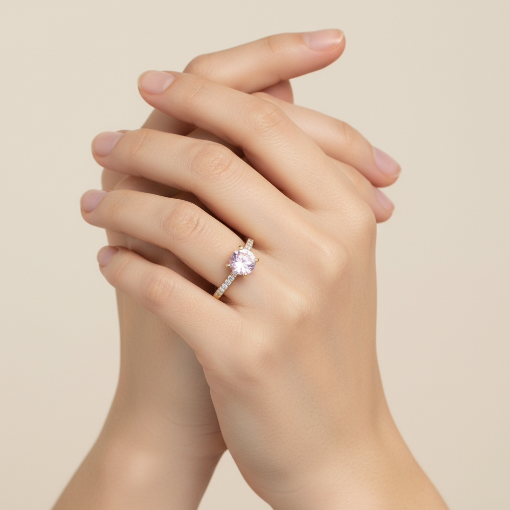 18ct Yellow Gold Morganite & Diamond Ring